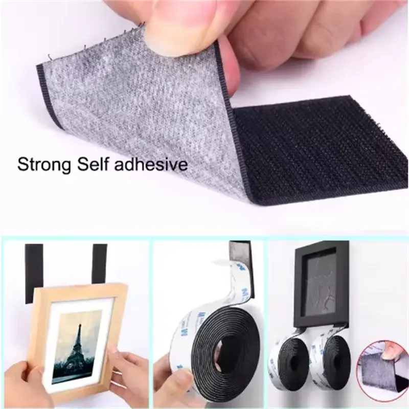 Strong Self-Adhesive Hook and Loop Fastener Tape Rectangle Nylon Sticker Adhesive Tape With Strong Glue For DIY Craft 1meter