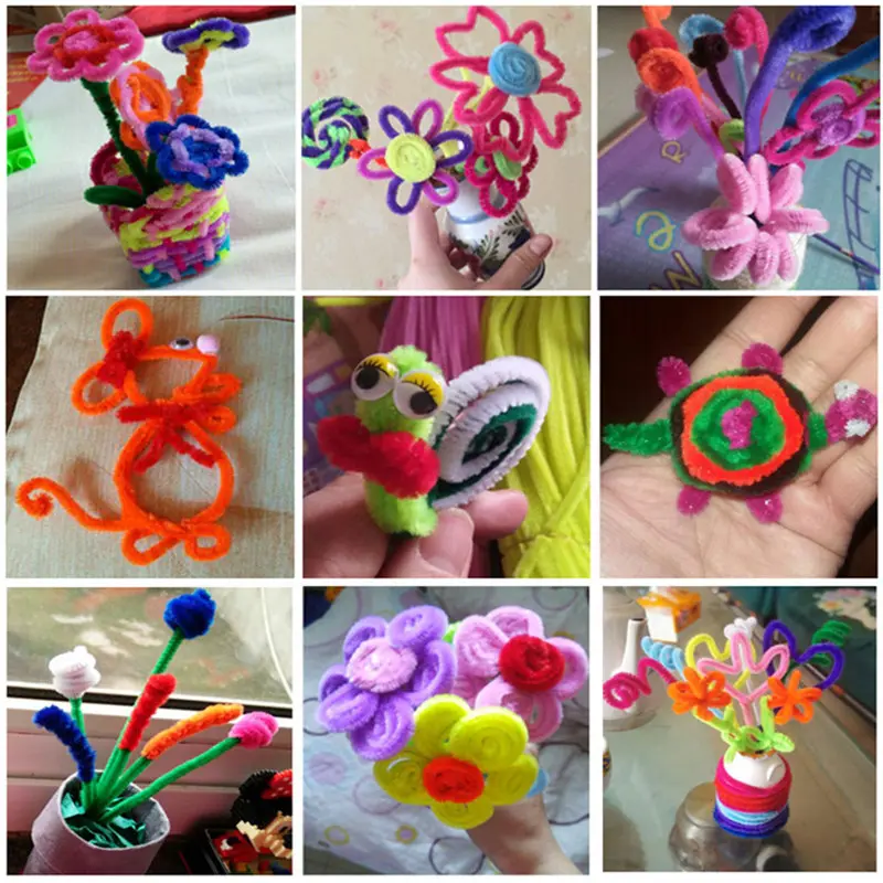 100pcs 30cm Glitter Chenille Stems Pipe Cleaners Kids Plush Educational Colorful Pipe Cleaner Toys Handmade DIY Craft Supplies