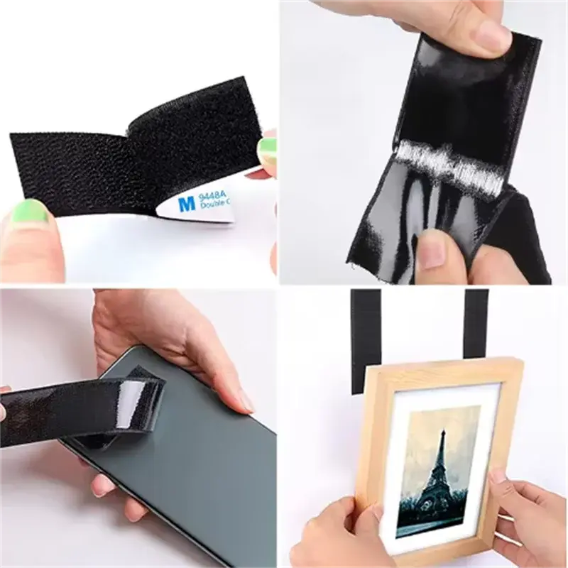 Strong Self-Adhesive Hook and Loop Fastener Tape Rectangle Nylon Sticker Adhesive Tape With Strong Glue For DIY Craft 1meter