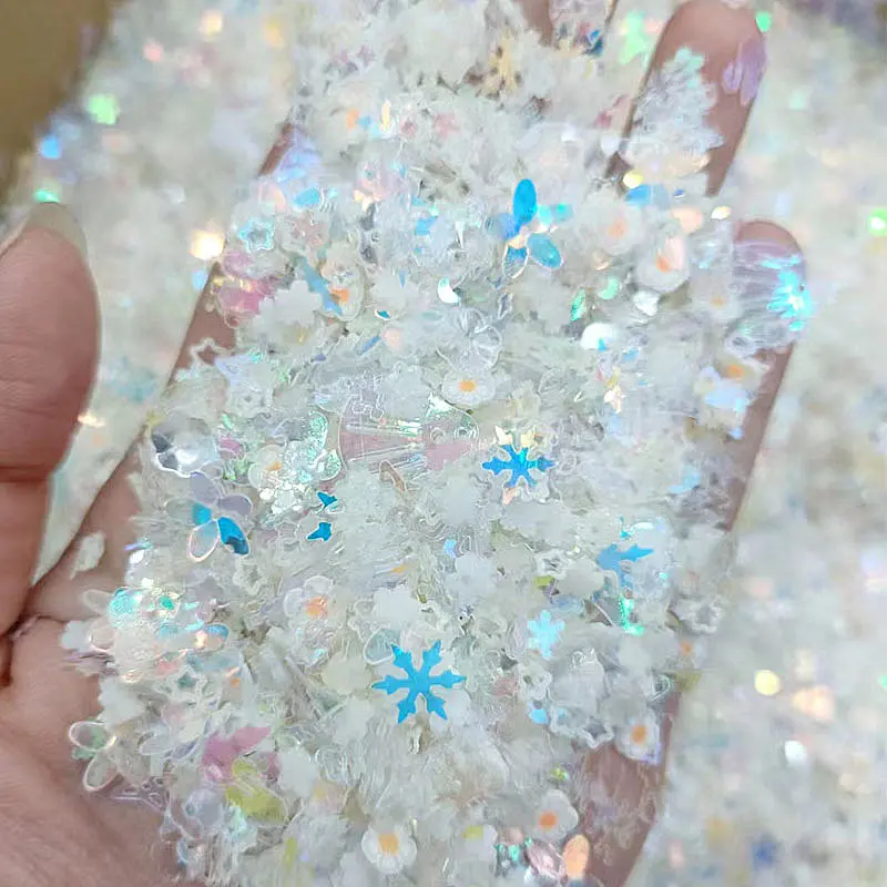 Luminous Nail Neon Glitter Sequin Mixed Star Heart Flower Gillter Sequin Fluorescent Flake Glow In The Nail Art Manicure Decor