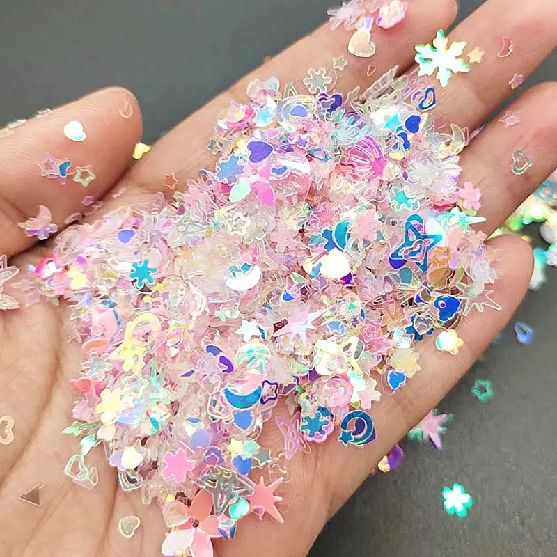 Crystal Nail Sequins Mixed Star Heart Flower Flakes Gillter Sequin Paillettes for Nails Art Manicure Wedding Decor Confetti