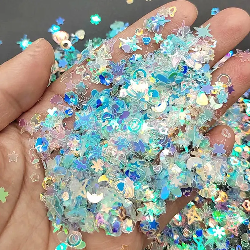 Crystal Nail Sequins Mixed Star Heart Flower Flakes Gillter Sequin Paillettes for Nails Art Manicure Wedding Decor Confetti