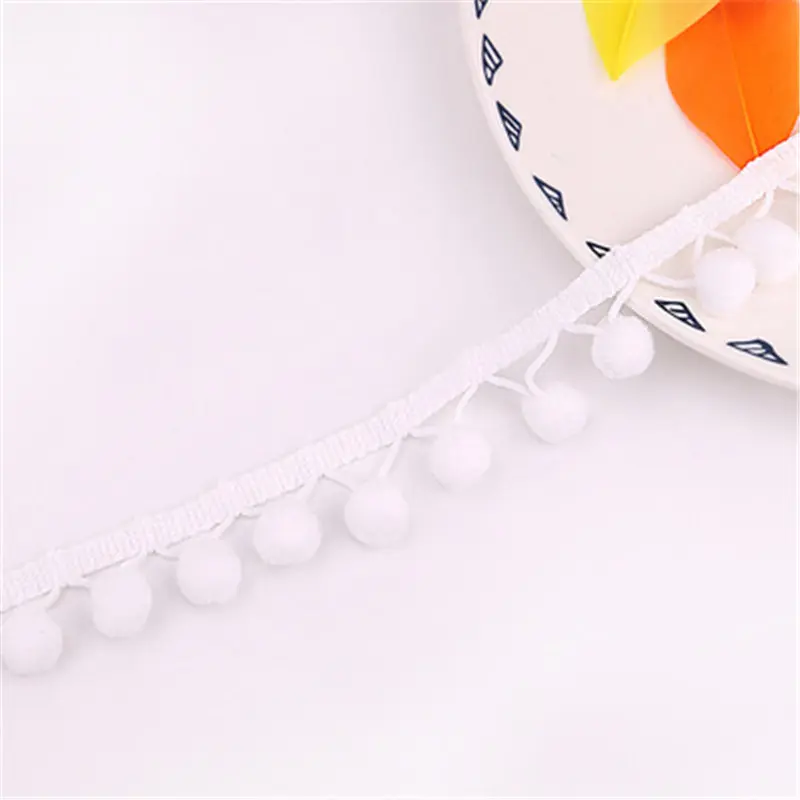 12mm Pompom Trim Pom Pom Bobble Braid Tassel Ball Fringe Ribbon Lace Fabric DIY Material Crafts Sewing Accessories 5yards/lot