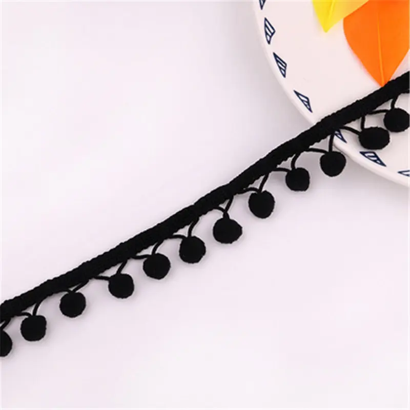 12mm Pompom Trim Pom Pom Bobble Braid Tassel Ball Fringe Ribbon Lace Fabric DIY Material Crafts Sewing Accessories 5yards/lot
