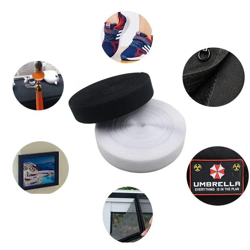 Nylon Black White Adhesive Fastener Tape Hook and Loop Diy for Garment Shoes Sewing Magic Tape No Glue 16/20/25/30/40/50/100mm