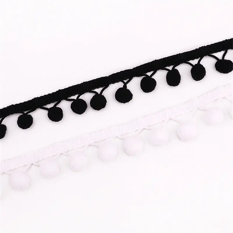 12mm Pompom Trim Pom Pom Bobble Braid Tassel Ball Fringe Ribbon Lace Fabric DIY Material Crafts Sewing Accessories 5yards/lot