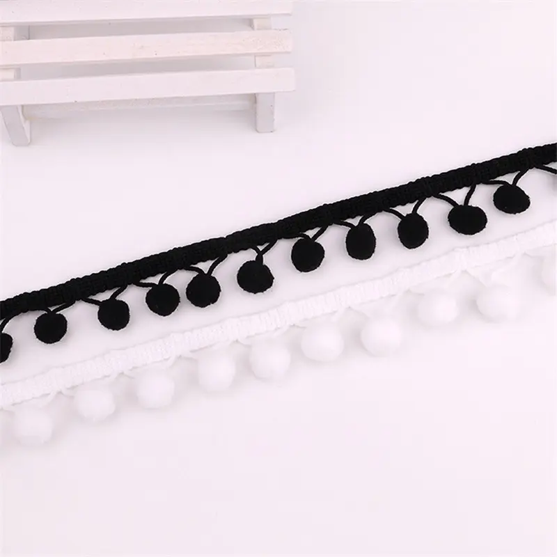 12mm Pompom Trim Pom Pom Bobble Braid Tassel Ball Fringe Ribbon Lace Fabric DIY Material Crafts Sewing Accessories 5yards/lot