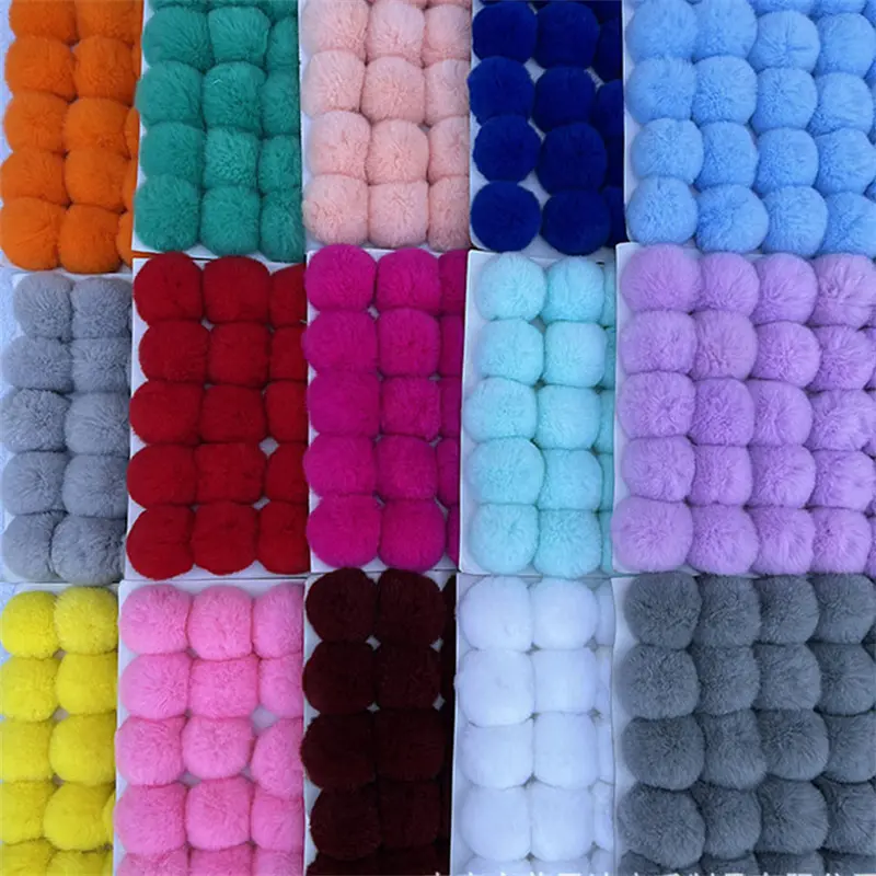 25pcs Faux Rabbit Fur Pom Pom 6cm 8cm Artificial Plush Fluffy Pompom Balls for Diy Hats Gloves Keychain Charms Sewing Supplies