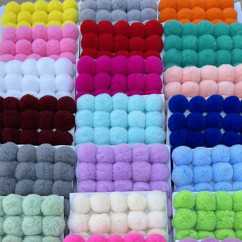 25pcs Faux Rabbit Fur Pom Pom 6cm 8cm Artificial Plush Fluffy Pompom Balls for Diy Hats Gloves Keychain Charms Sewing Supplies