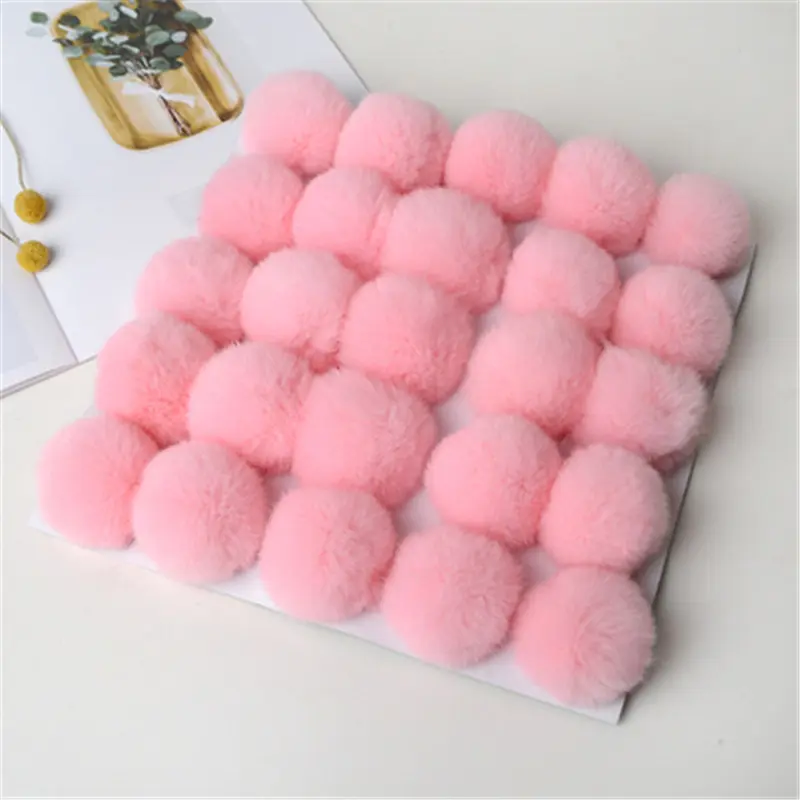 25pcs Faux Rabbit Fur Pom Pom 6cm 8cm Artificial Plush Fluffy Pompom Balls for Diy Hats Gloves Keychain Charms Sewing Supplies