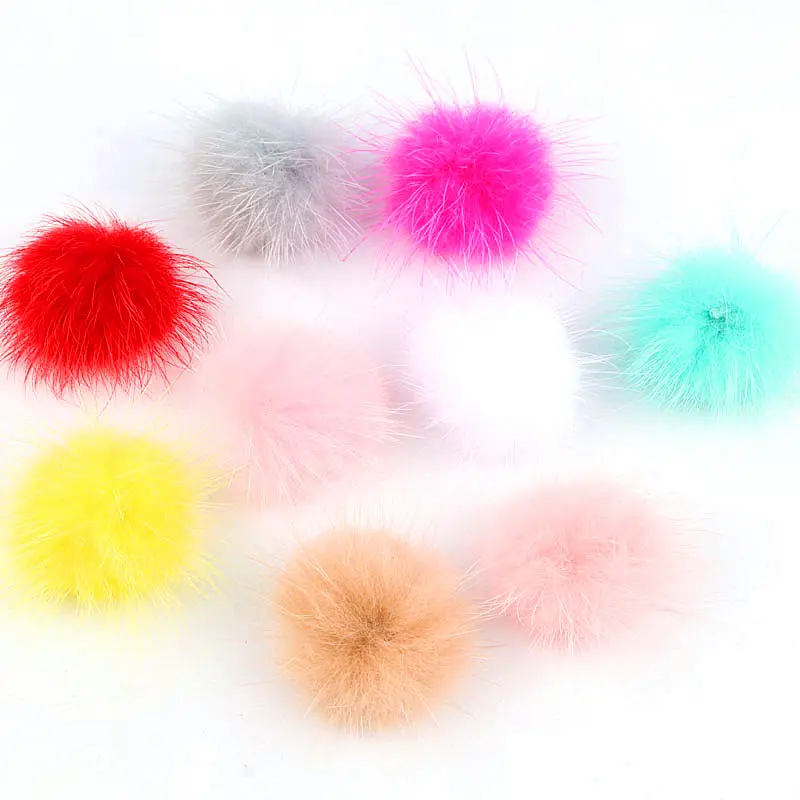 10Pcs 3cm Mink Pompoms Fur Pompom Balls for Sewing on Knitted Keychain Scarf Shoes Hats Fur DIY Crafts Earrings Hair Accessories