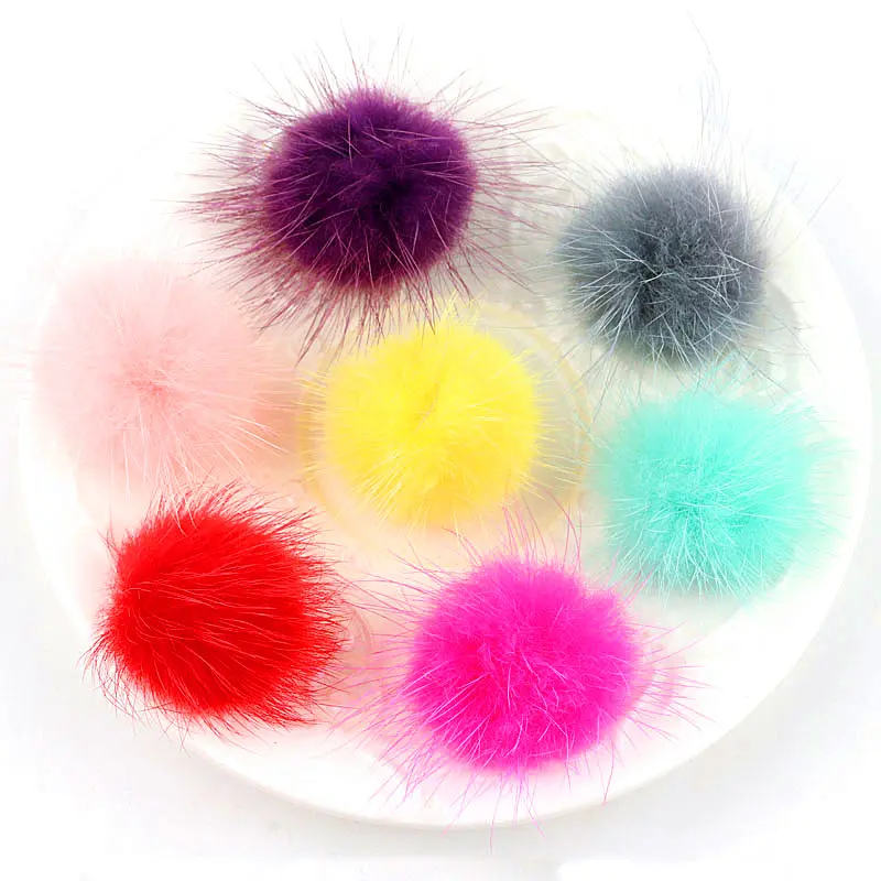 10Pcs 3cm Mink Pompoms Fur Pompom Balls for Sewing on Knitted Keychain Scarf Shoes Hats Fur DIY Crafts Earrings Hair Accessories