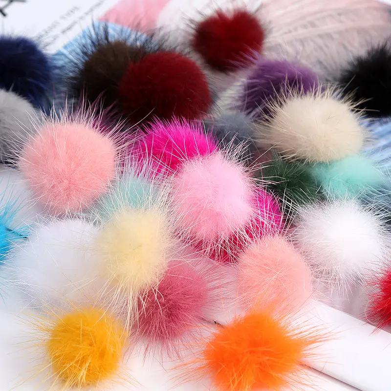 Mink Pompom 25mm 30mm 35mm 40mm DIY Pompon Balls for Sewing on Knitted Keychain Scarf Shoes Hats DIY Jewelry Crafts Accessories
