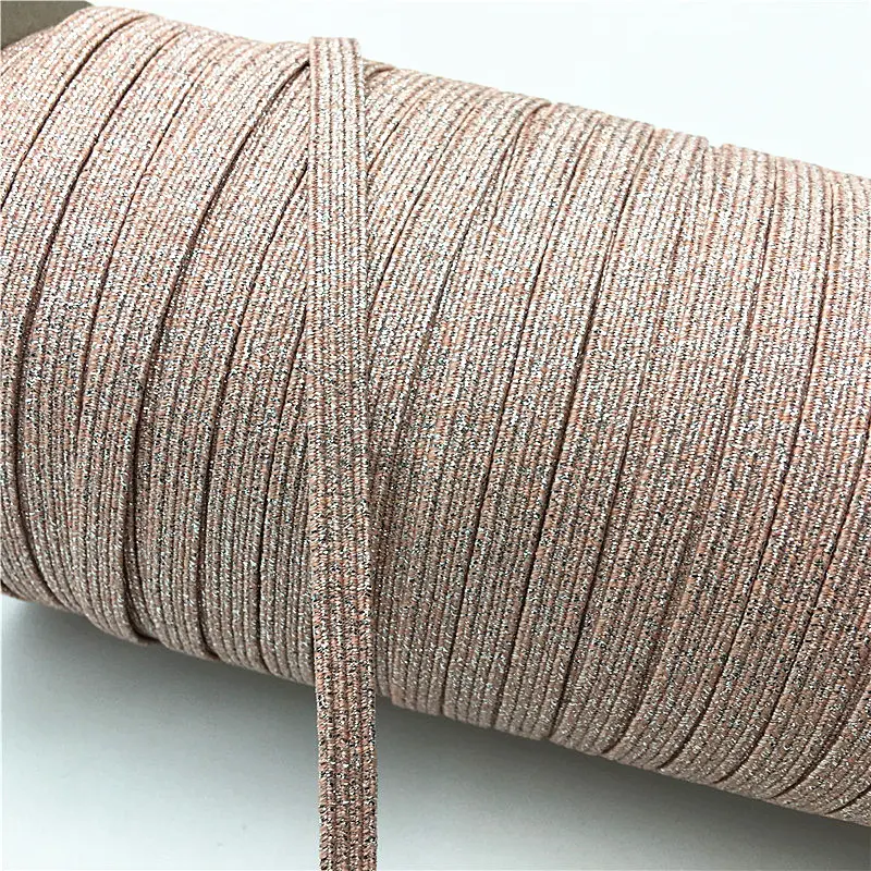 144yad 6mm Gliiter Gold Silver Red Colorfull Elastic Sewing Elastic Band Fiat Rubber Band Waist Band Stretch Rope Elastic Ribbon