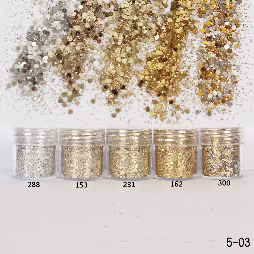 Nail Art Glitter 3D MIX Color Nail Glitter Powder Sequins Powder Confetti Nail Sequin Lentejuelas Para Manualidades 5boxes/Set