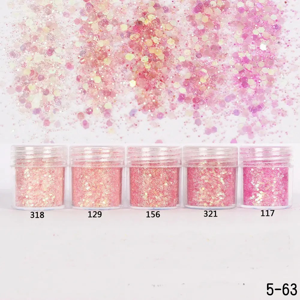 Nail Art Glitter 3D MIX Color Nail Glitter Powder Sequins Powder Confetti Nail Sequin Lentejuelas Para Manualidades 5boxes/Set