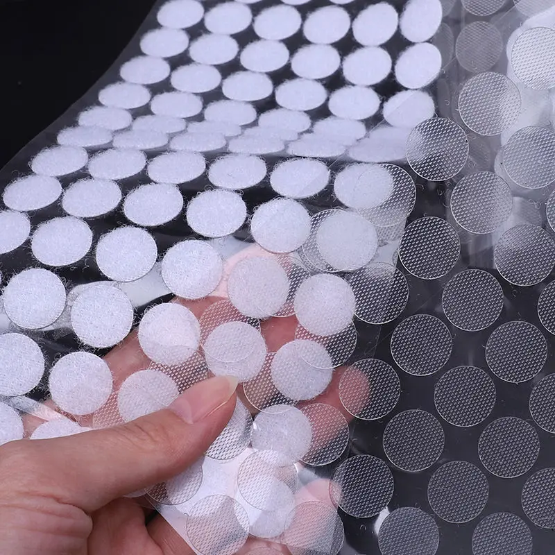 1000pair 10/15/20mm Transparent Self Adhesive Fastener Tape Dots Strong Glue Magic Sticker Disc  Round Coins Hook and Loop Tape