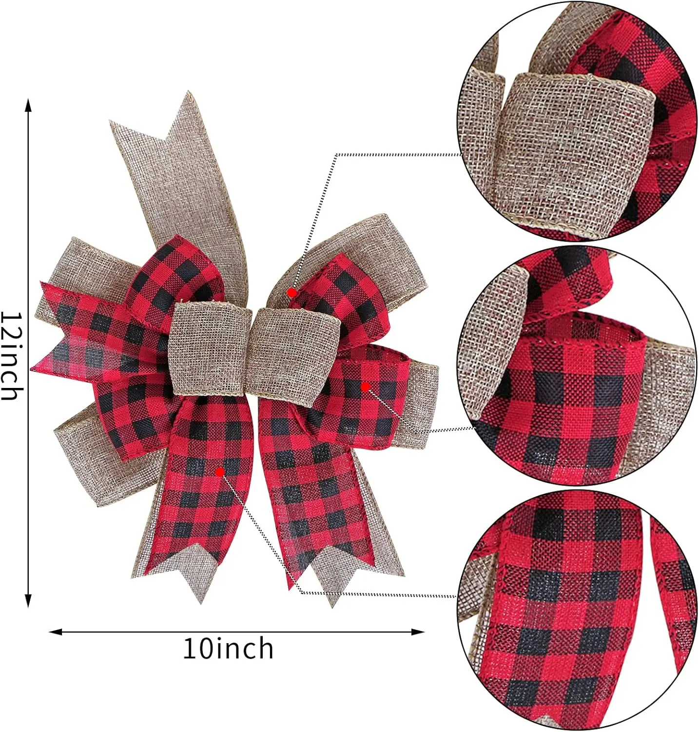 1Pc Black White Red Plaid Bows For Wreath Kitchen Decor Black Christmas Wreath Bows
