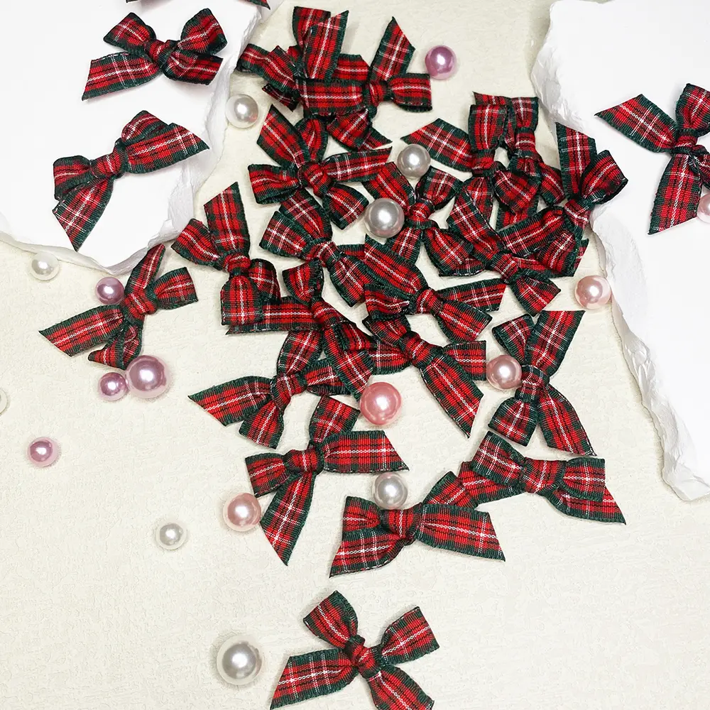 30 Pcs Red Handmade Christmas Decoration Bow DIY Home Decoration New Year Party 2.5*3.5cm