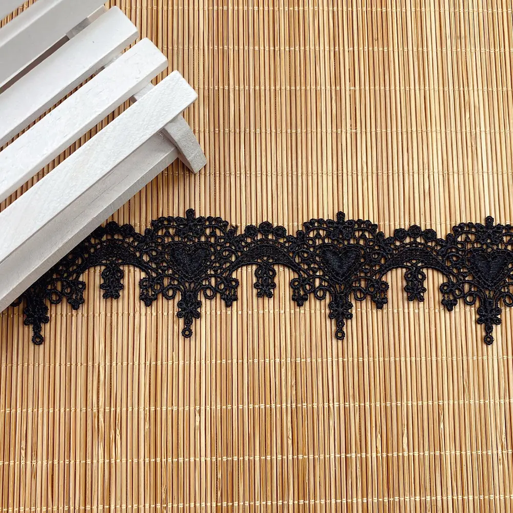 1 Yard Black White Gold Thread Embroidery Lace Fabric DIY Curtain Clothing Accessories Applique Sewing For Wedding Crafts