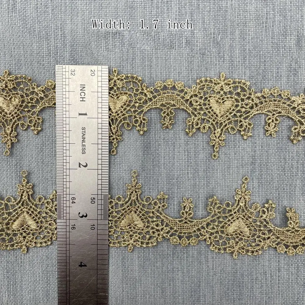 1 Yard Black White Gold Thread Embroidery Lace Fabric DIY Curtain Clothing Accessories Applique Sewing For Wedding Crafts