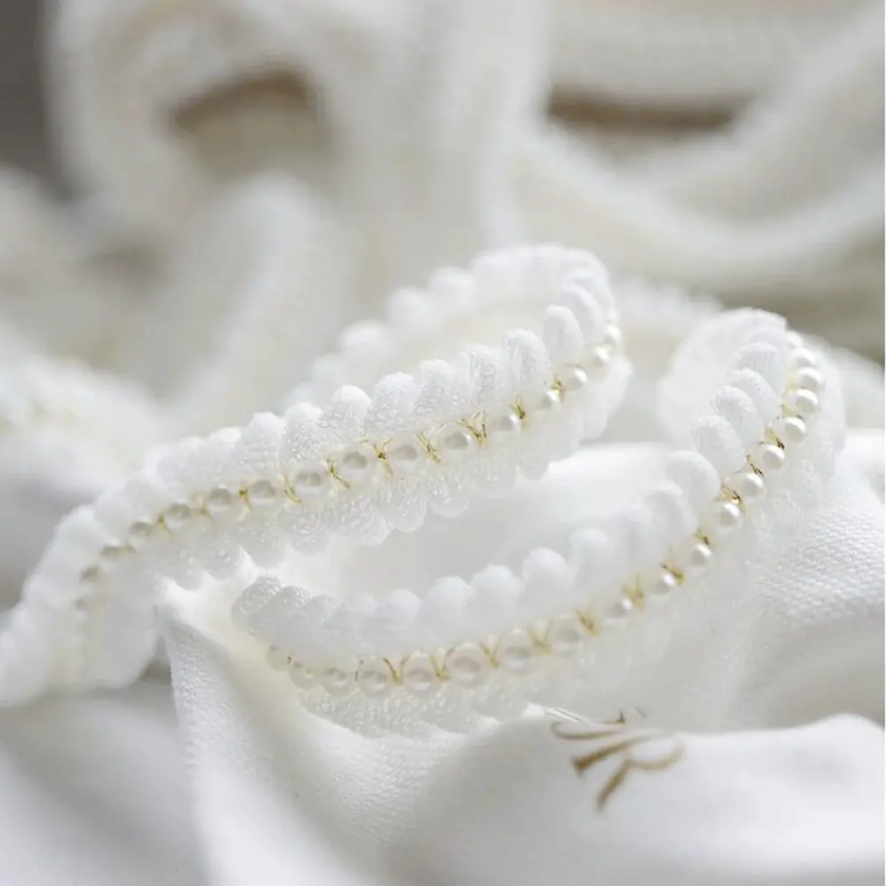 1 Yard Pearl Bead Decoration Black and White Lace Border Fabric Clothing Decoration DIY Crafts Lace 2CM Wide