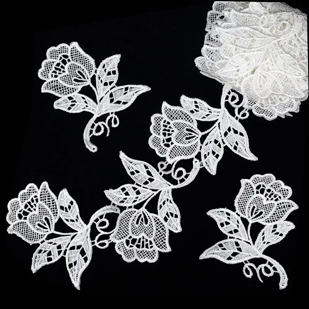 1 Yard Flower Pattern Embroidery Lace Trim,Curtain Tablecloth Slipcover Bridal DIY Clothing/Accessories 8.5CM Wide