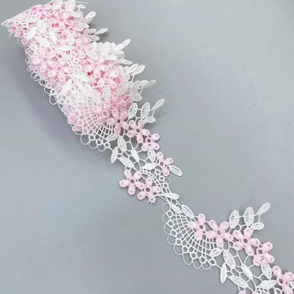 1 Yard Fine Line Pink Blue Water Soluble Embroidery Lace DIY Clothing Accessories