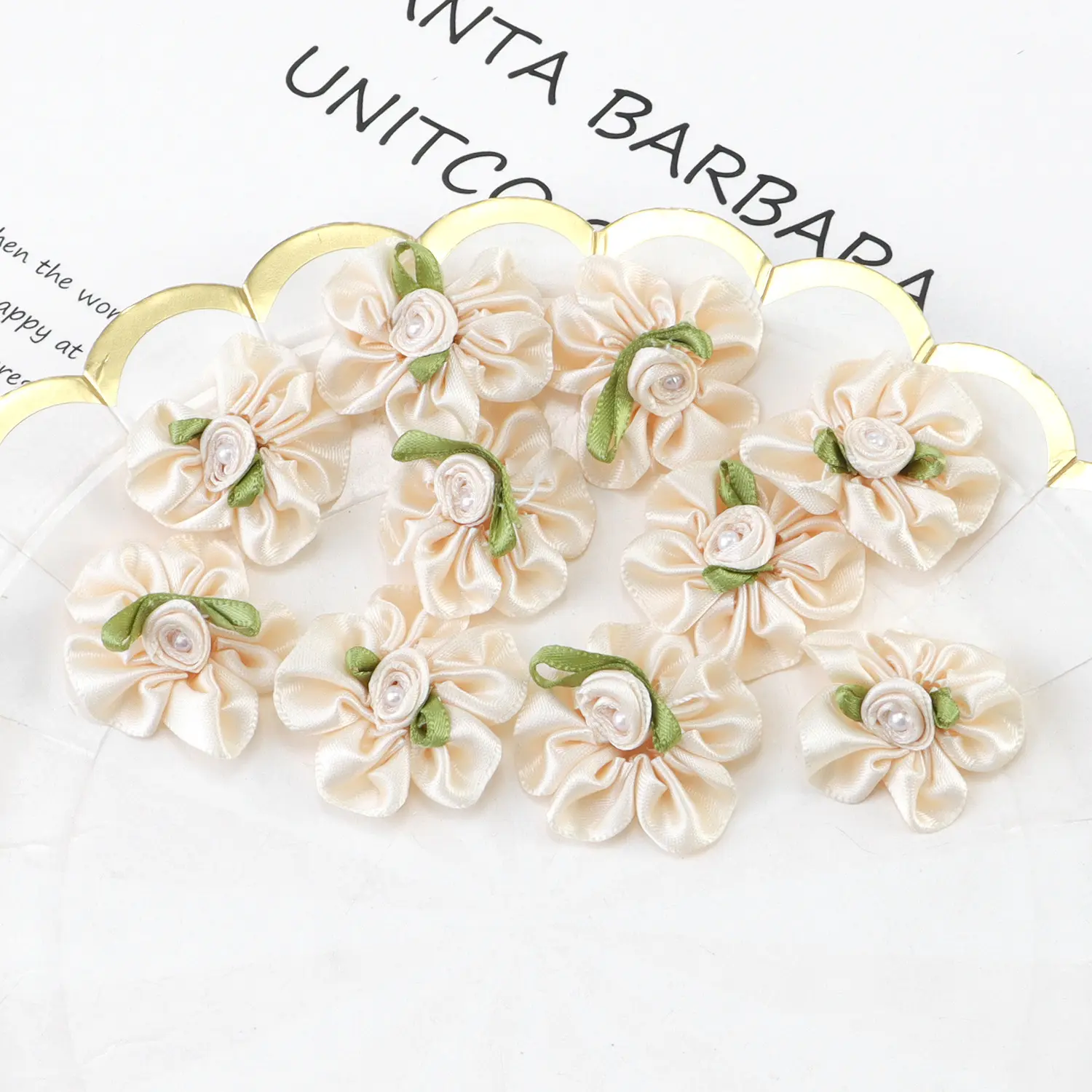 10Pcs Mix Color Satin Ribbon Rose Flower Appliques DIY Wedding Sewing Craft Gift Box Decoration Patch 3CM ﻿