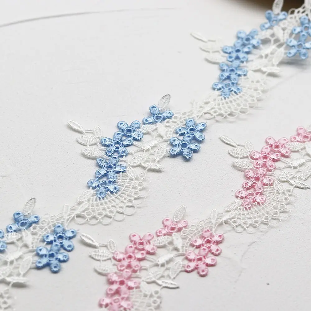 1 Yard Fine Line Pink Blue Water Soluble Embroidery Lace DIY Clothing Accessories