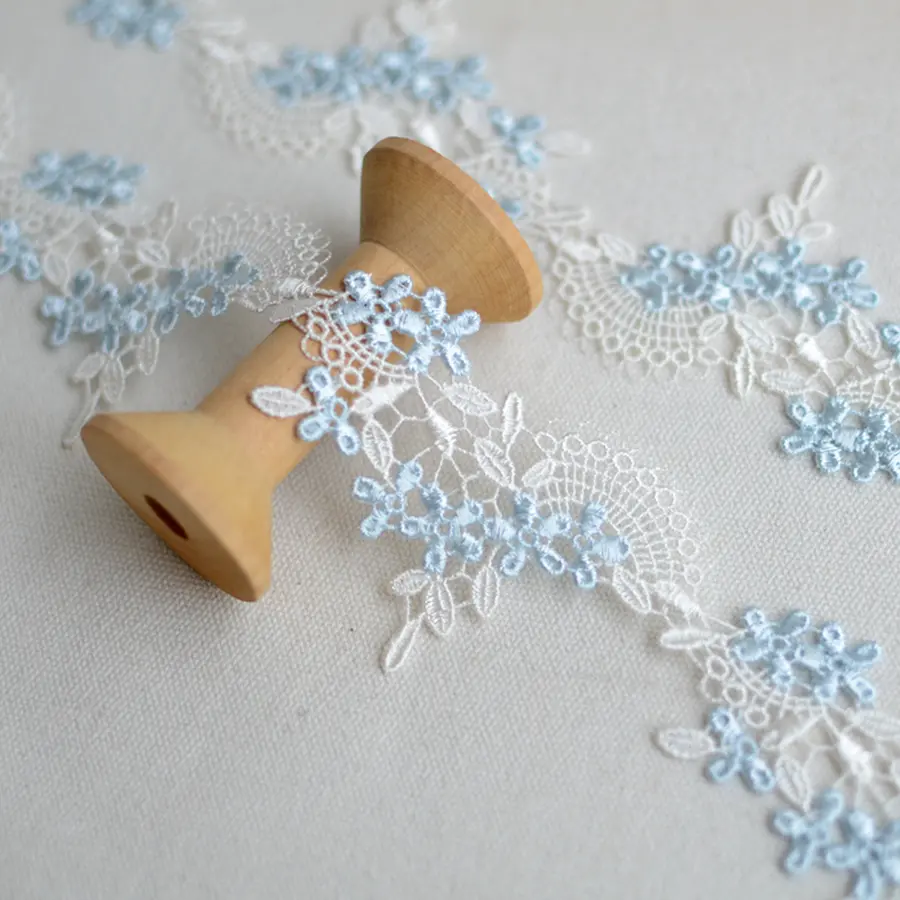 1 Yard Fine Line Pink Blue Water Soluble Embroidery Lace DIY Clothing Accessories