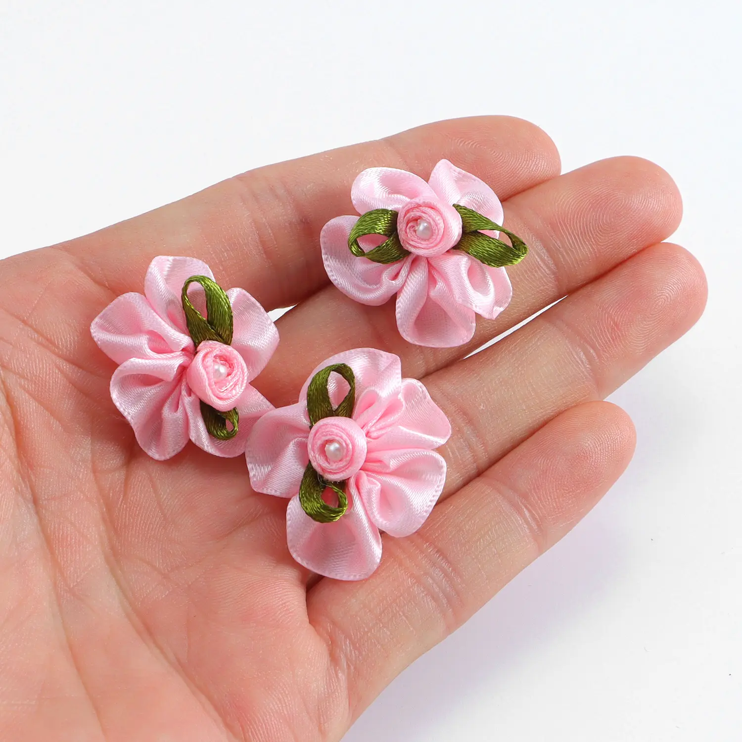 10Pcs Mix Color Satin Ribbon Rose Flower Appliques DIY Wedding Sewing Craft Gift Box Decoration Patch 3CM ﻿