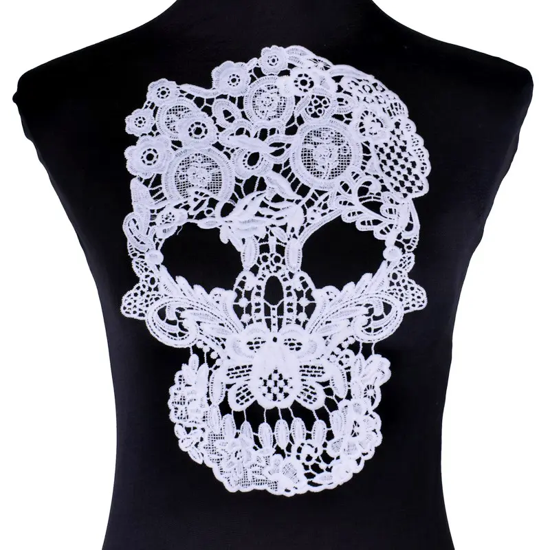 White Black Skull Lace Sewing Applique Lace Neckline Collar Applique Diy Craft Neckline Sewing Accessories Scrapbooking BW046