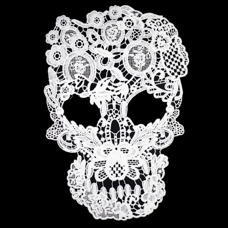 White Black Skull Lace Sewing Applique Lace Neckline Collar Applique Diy Craft Neckline Sewing Accessories Scrapbooking BW046