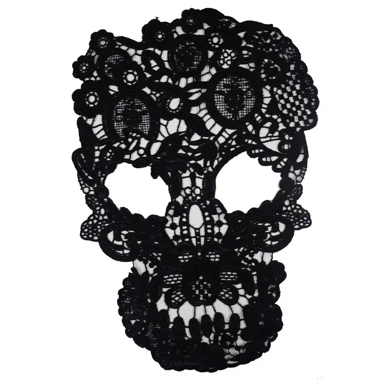White Black Skull Lace Sewing Applique Lace Neckline Collar Applique Diy Craft Neckline Sewing Accessories Scrapbooking BW046