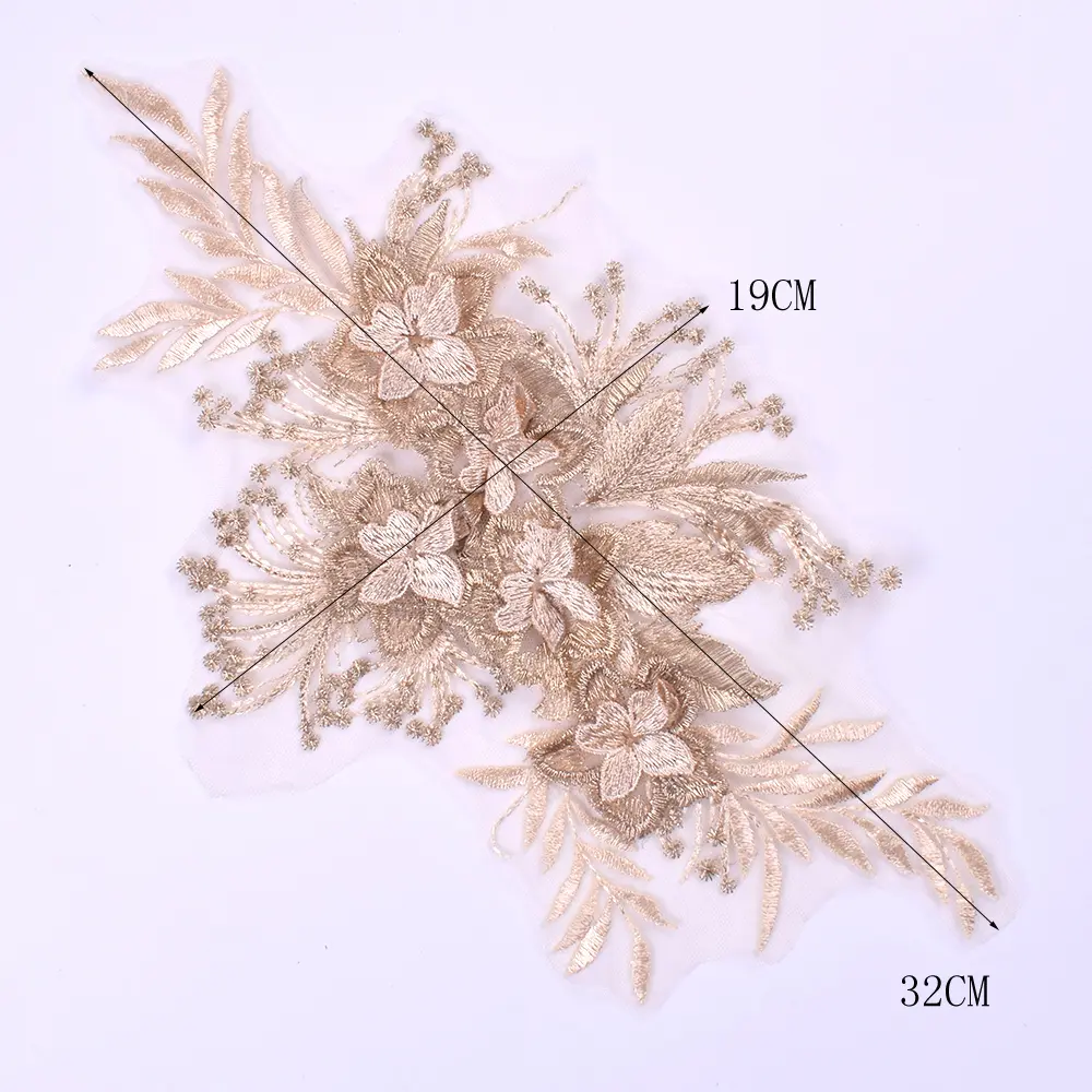 1 Pcs Multi-Color Embroidery Decal Lace Fabric Accessories DIY Wedding Dress Clothing Decoration 32 * 19CM