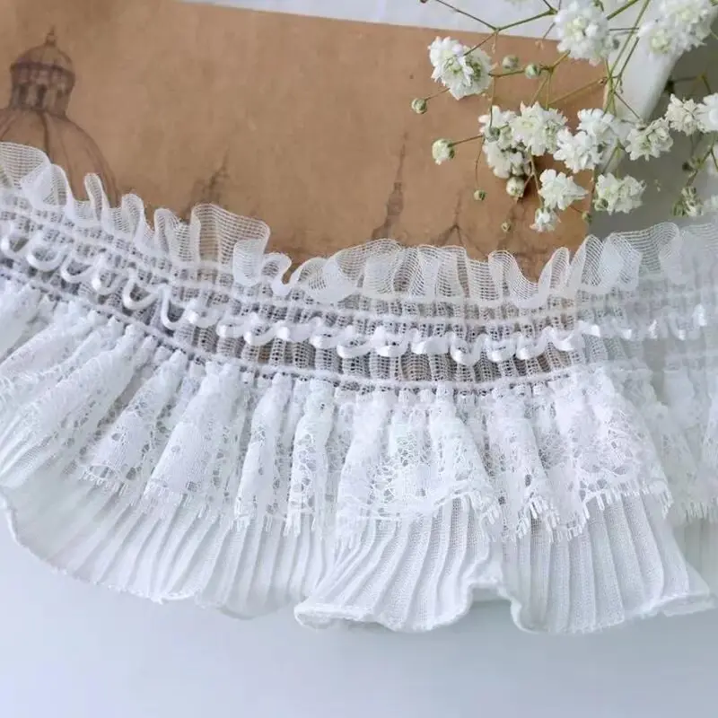 1Yard White Sretch Lace Accessories Cuffs Suspenders Clothing Collar Cuffs Hair Band Diy Material 7CM Wide