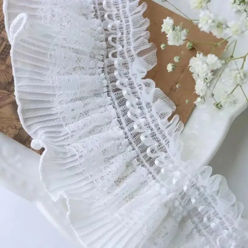 1Yard White Sretch Lace Accessories Cuffs Suspenders Clothing Collar Cuffs Hair Band Diy Material 7CM Wide
