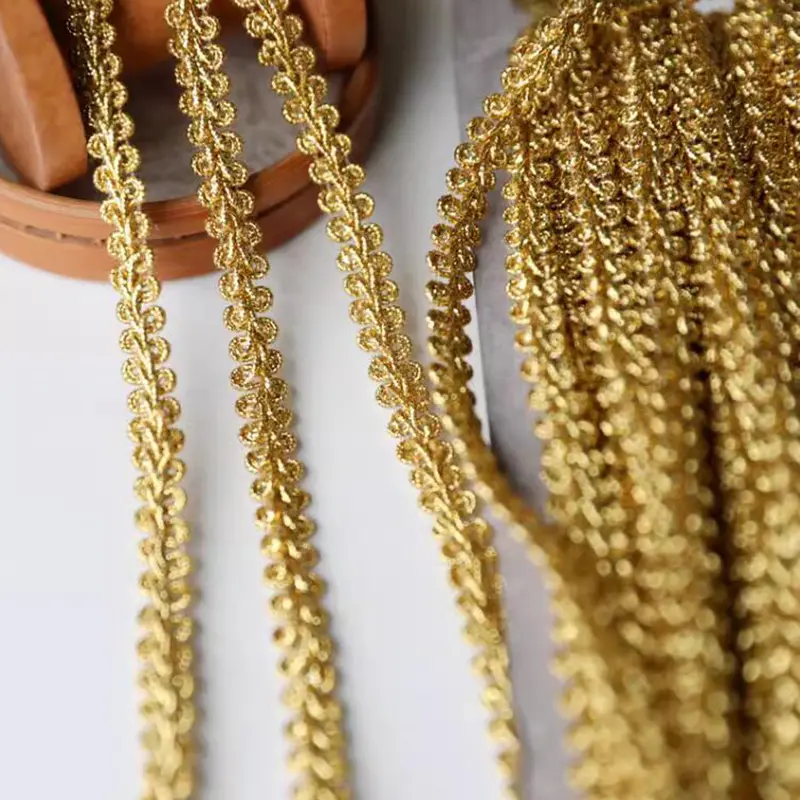 5 Yards Golden Thread Lace Wave Hard Yarn Centipede Lace DIY Ethnic Style Clothing Accessories