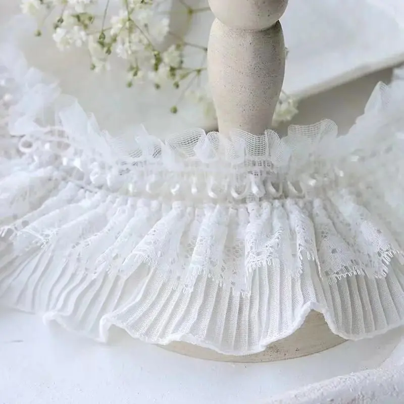 1Yard White Sretch Lace Accessories Cuffs Suspenders Clothing Collar Cuffs Hair Band Diy Material 7CM Wide