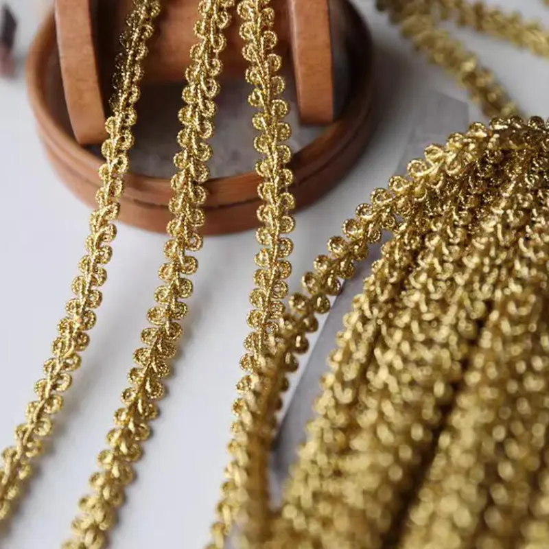 5 Yards Golden Thread Lace Wave Hard Yarn Centipede Lace DIY Ethnic Style Clothing Accessories