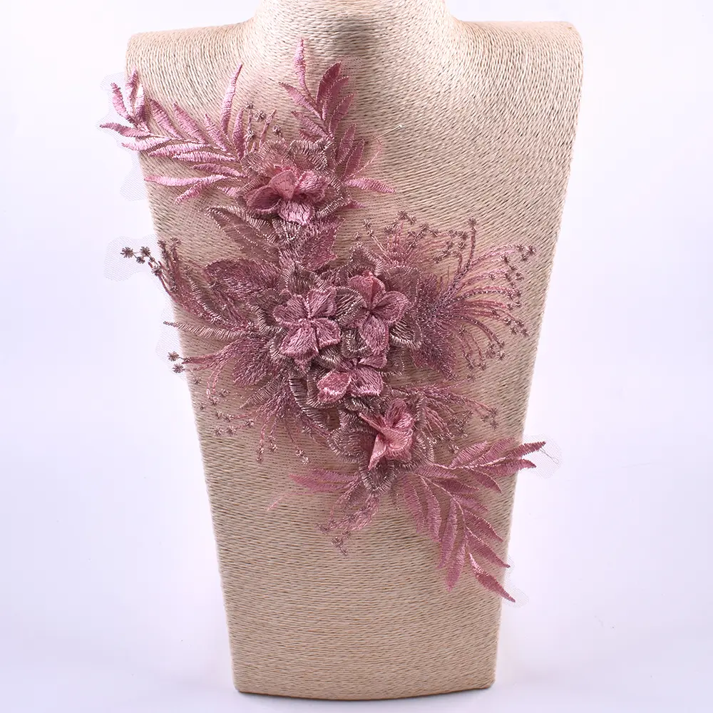1 Pcs Multi-Color Embroidery Decal Lace Fabric Accessories DIY Wedding Dress Clothing Decoration 32 * 19CM