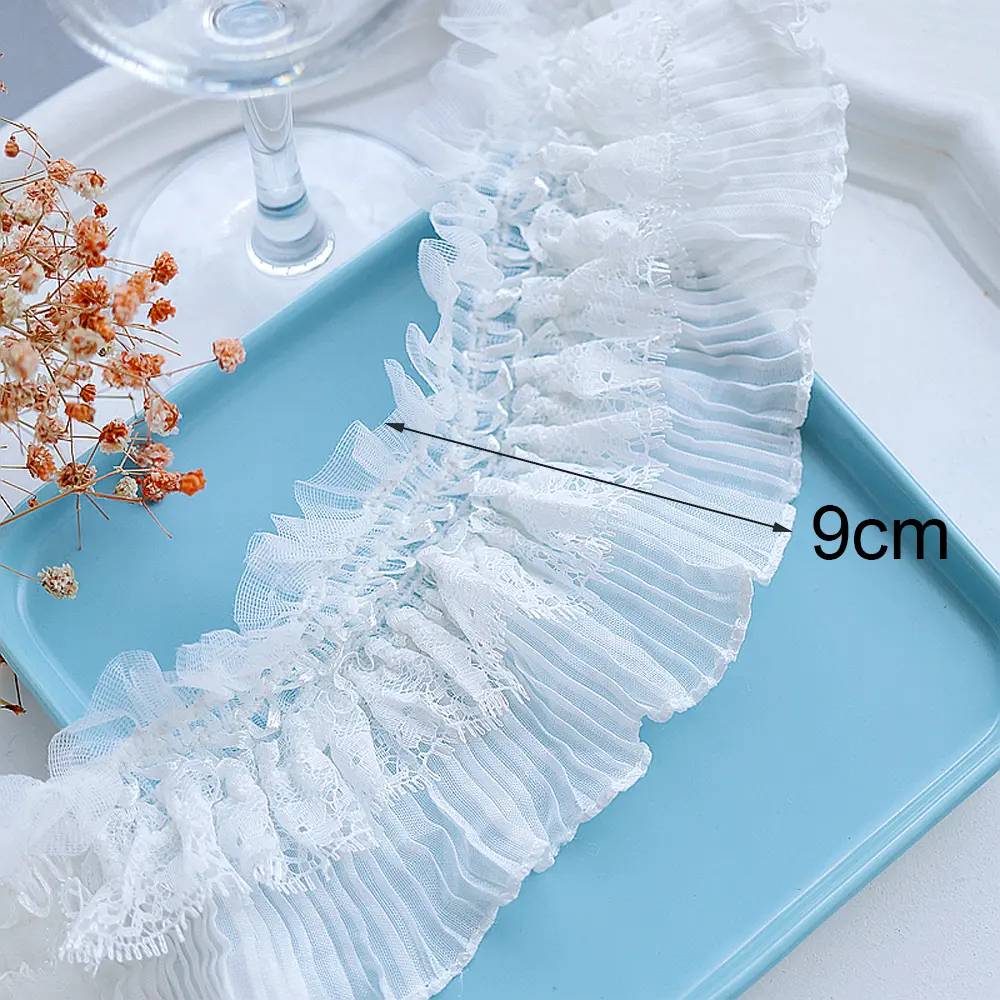 1Yard White Sretch Lace Accessories Cuffs Suspenders Clothing Collar Cuffs Hair Band Diy Material 7CM Wide