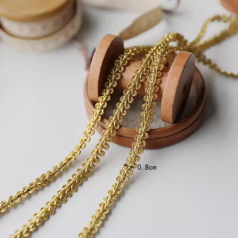 5 Yards Golden Thread Lace Wave Hard Yarn Centipede Lace DIY Ethnic Style Clothing Accessories