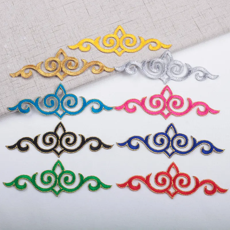 3Pcs Embroidery Patch Lace Fabric Colorful Flower Iron on Appliques Garments Steamers Clothing  Sticker Patch Craft Sewing