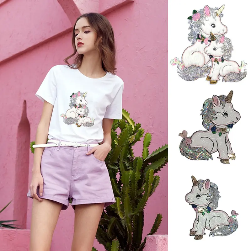 1 Pair Unicorn Embroidered Patches DIY Clothes Stickers Patches Decal Stickers
