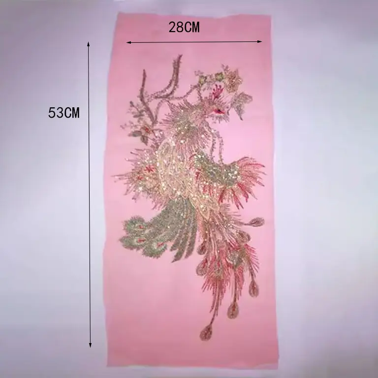 1Pc Sequins Embroidered Peacock Applique Trimming Sew On Patch Wedding Gown Dress DIY Crafts
