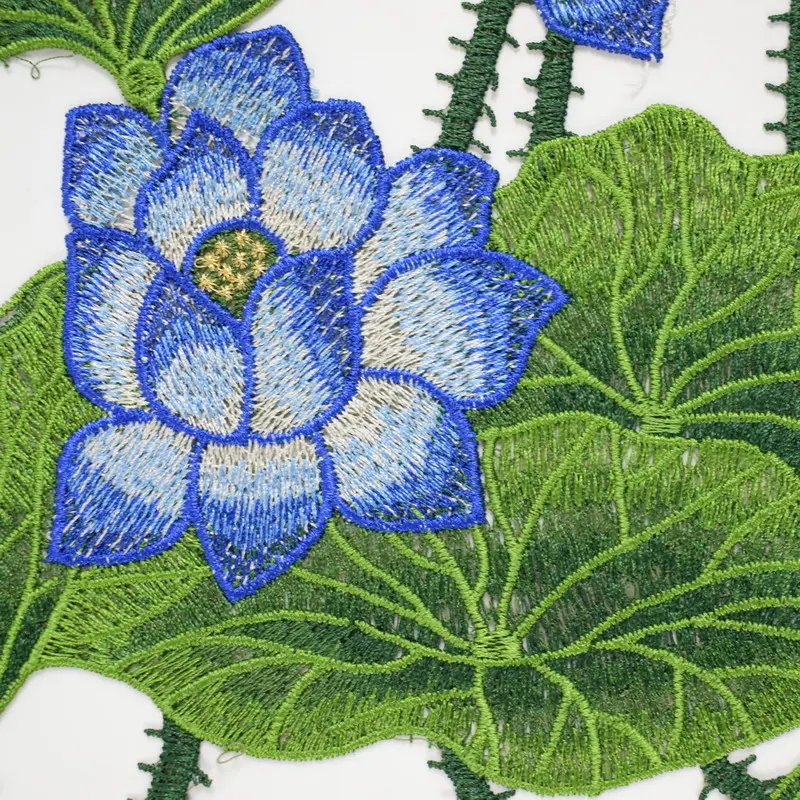 1 Piece of Lotus Embroidery Patch Sticker DIY Sewing Clothes Bag Jacket Accessories 36 * 31CM