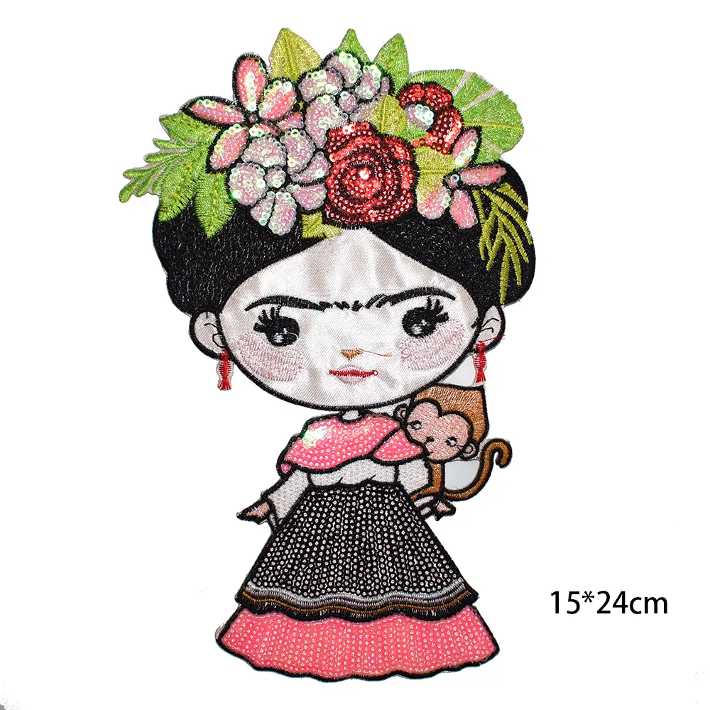 1 Pcs Embroidered Little Girl Sequin Ironing Patch Decoration Clothing Craft Patch