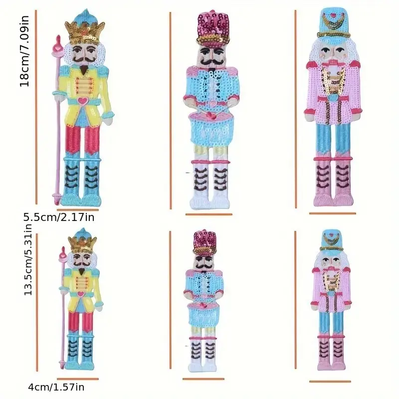 3PC Multi-Color Nutcracker Embroidery Ironing Patch DIY Clothing Backpack Sewing Patch Decoration